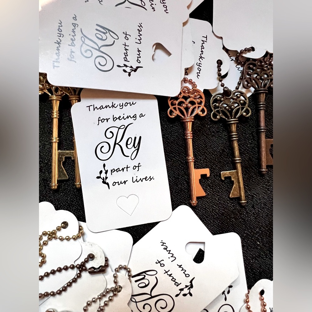 VINTAGE STYLE Skeleton Keys w/ “THANK YOU” Tags for Weddings or Parties all NIB